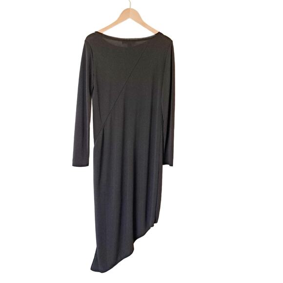 DKNY Black Asymmetric Jersey Dress Size Small Long Sleeve Mini to Midi - Picture 8 of 9